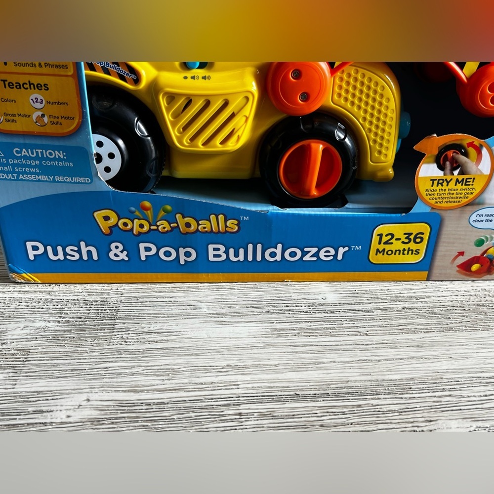 🆕 VTech Push & Pop Bulldozer - Bright Yellow - Picture 2 of 7
